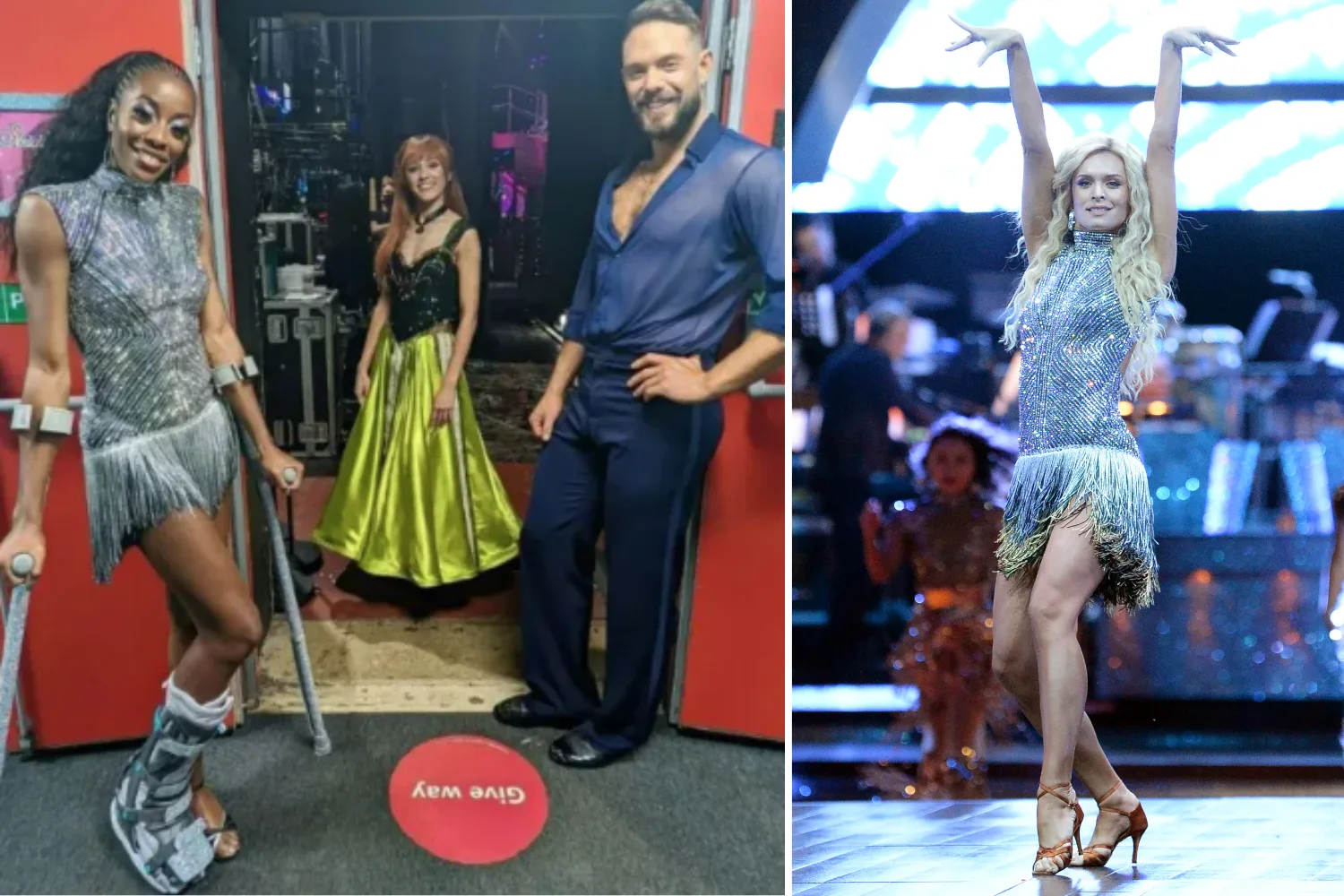 Delta's dress worn by two other dancers.