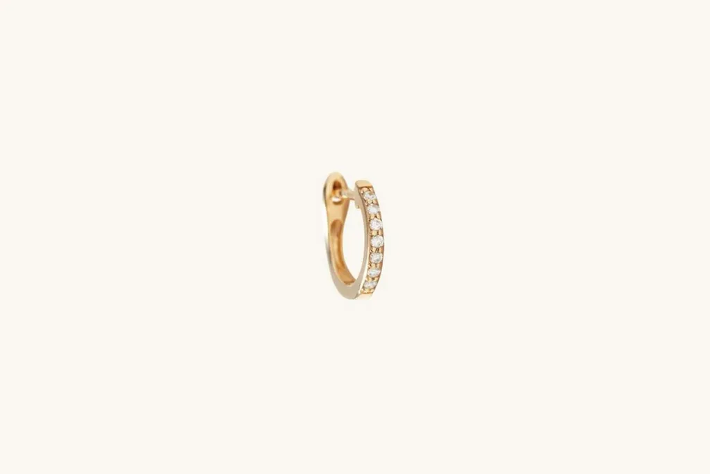 Single diamonds line mini hoop