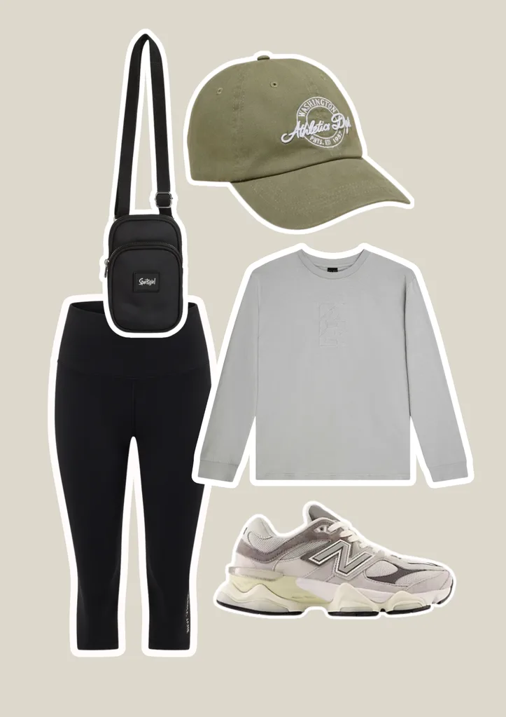 Capris with active sweat and sneakers