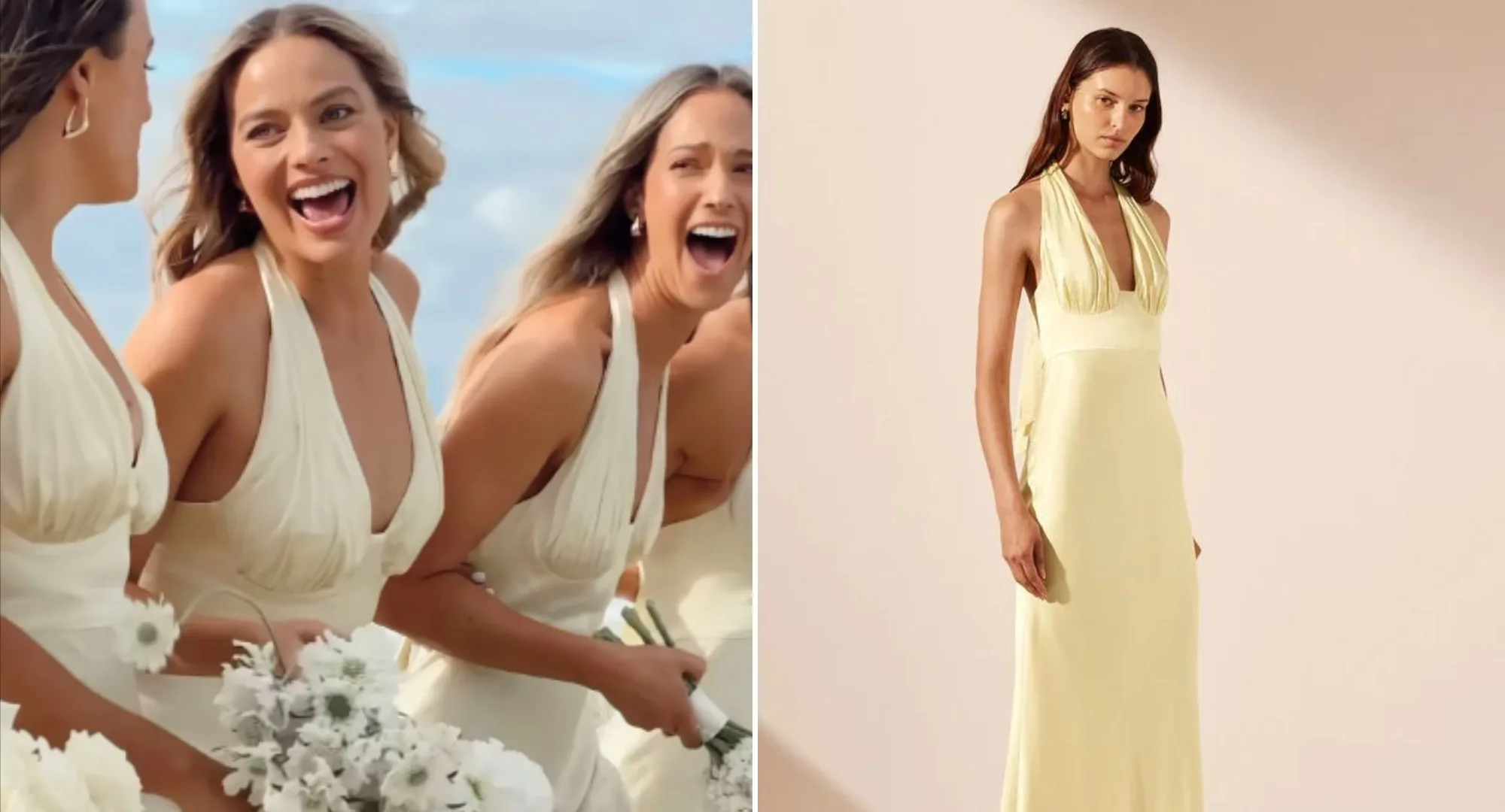 margot robbie bridesmaid dress Margot Robbie wows in yellow bridesmaid dress at friend's wedding in her  native Australia