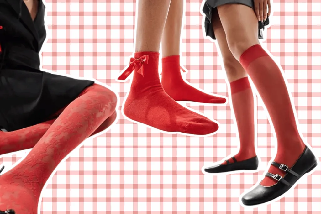 red tights and red socks