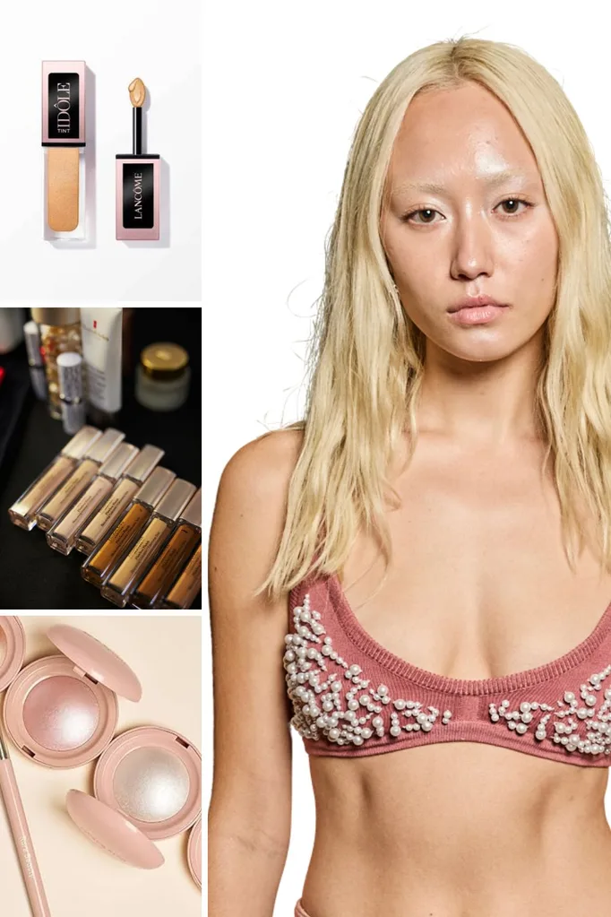 model-shiny-skin-makeup-silver-highlighter