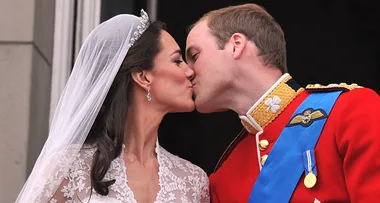 William and Kate kiss on their wedding day