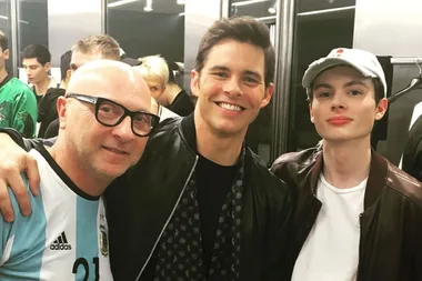 James Marsden cheers on his son in runway debut for Dolce & Gabbana in Milan