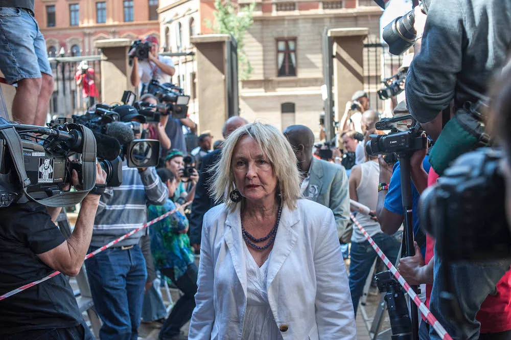 June Steenkamp outside court in tk.