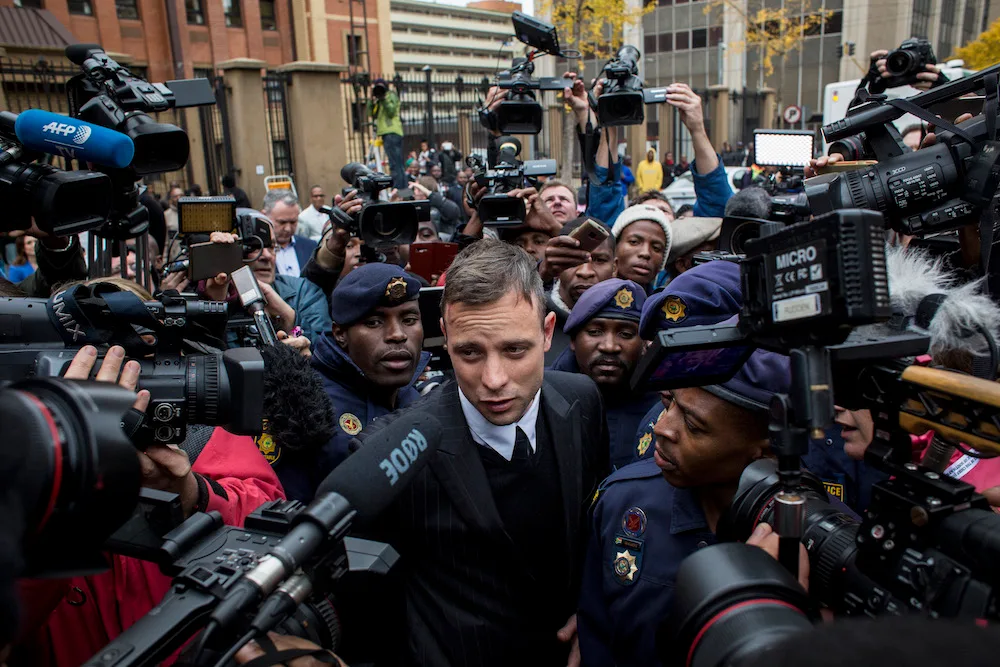Oscar Pistorius leaves court in 2016.