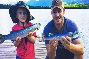 Chris Pratt and his son Jack enjoy a boys’ night out at motorsport event