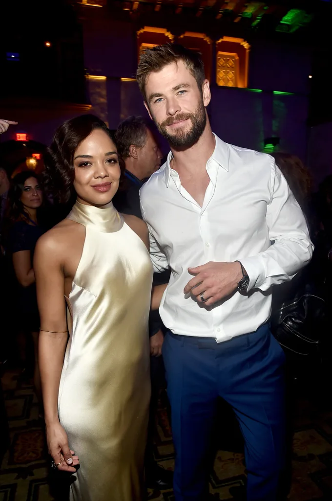 Tessa Thompson and Chris Hemsworth