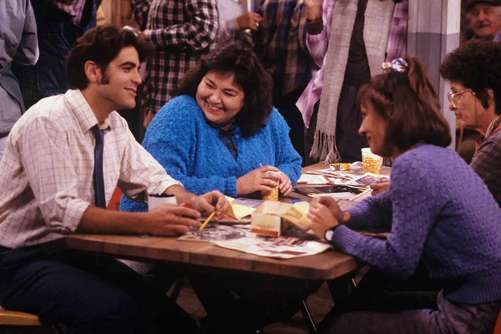 George Clooney, Roseanne Barr and Laurie Metcalf
