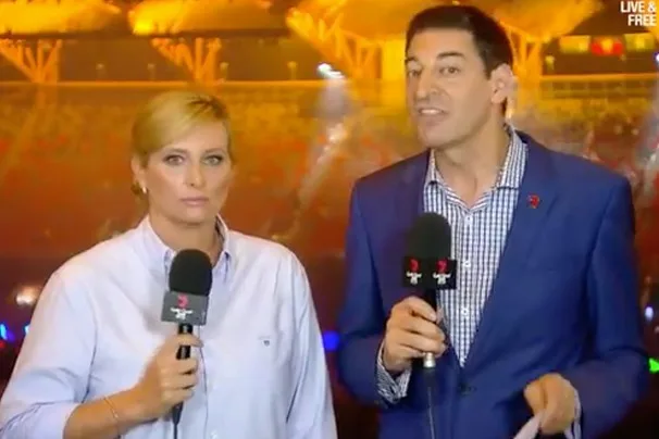 Commonwealth Games co-host Joh Griggs makes an emotional outburst live on air