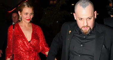 Cameron Diaz sparkles in red sequin dress with husband Benji Madden
