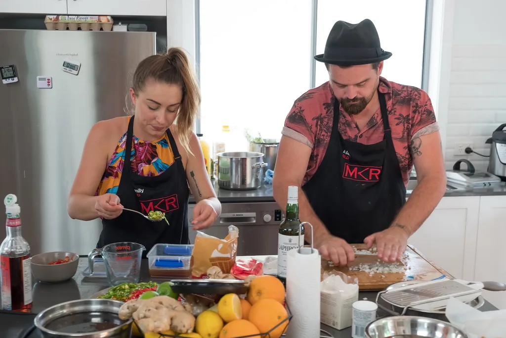 Emily and Alex at their ultimate instant restaurant on MKR.