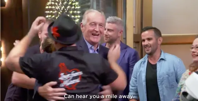 Alex's family enters the MKR kitchen HQ.