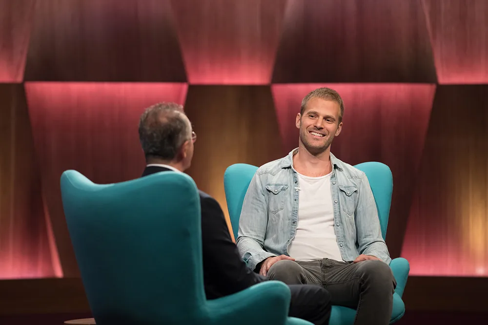 Charlie Goldsmith being interviewed by Andrew Denton
