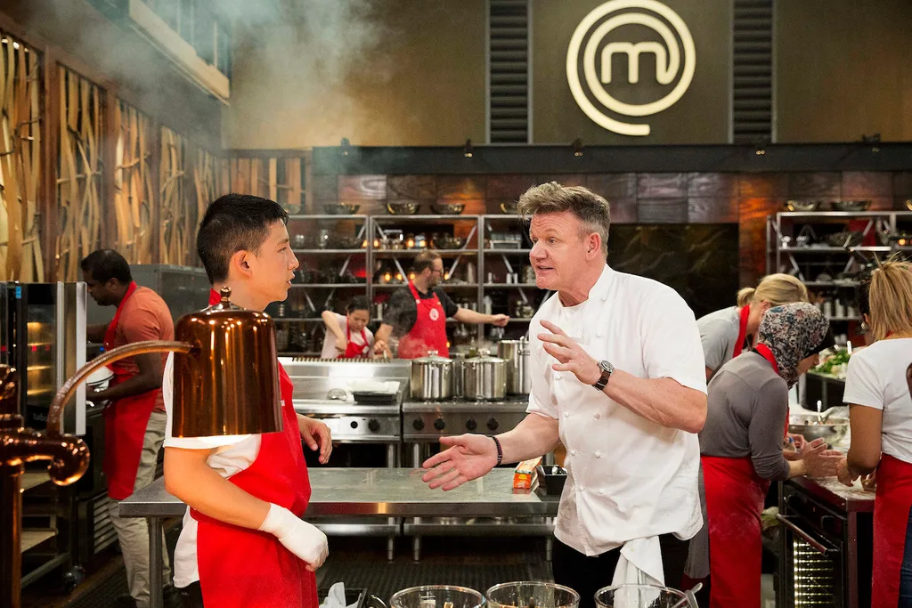 Brendan (with bandaged hand) and Gordon Ramsay