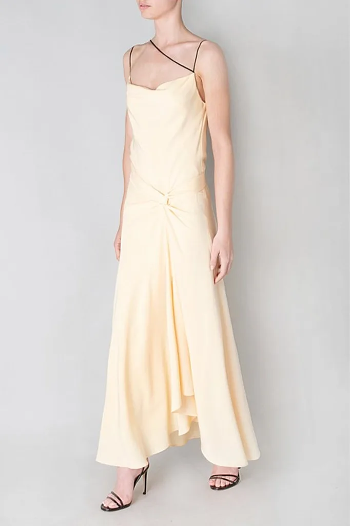 Yellow satin Bianca Spender slip dress