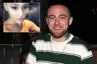 Ariana Grande cuddles with Mac Miller’s dog, Myron