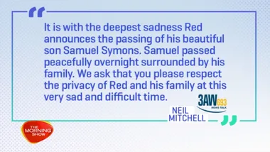 Red Symons son Samual has sadly passed away