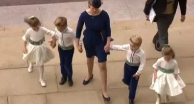 Prince George and Princess Charlotte report to duty at Princess Eugenie’s royal wedding