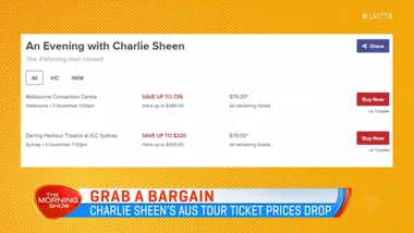 Charlie Sheen Aussie tour update