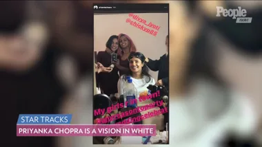 Priyanka Chopra Is a Vision in White as She Hits Bridal Shower in Wedding Dress-Like Gown
