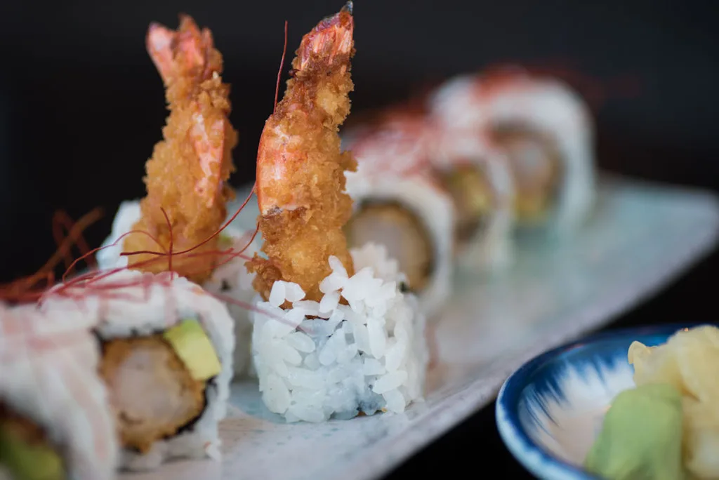 Prawn tempura sushi