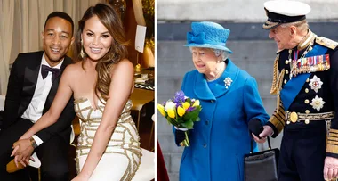Chrissy Teigen and John Legend dress up as the Queen and Prince Charles for Halloween