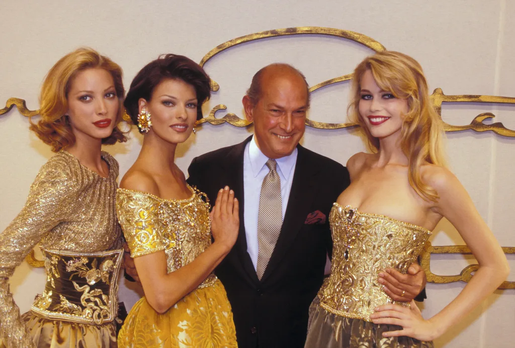 Christy, Linda and Claudia with Oscar de la Renta in 1993