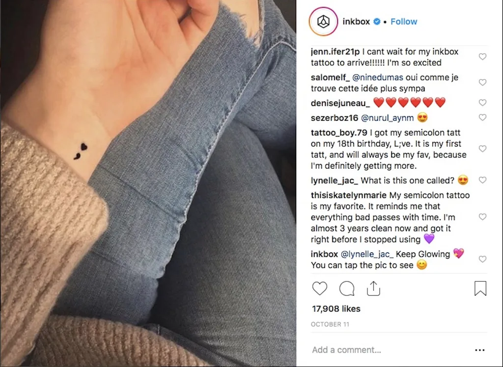 @thisiskatelynmarie shares her semicolon tattoo reason