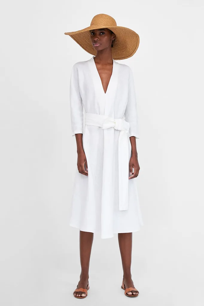 white linen dress