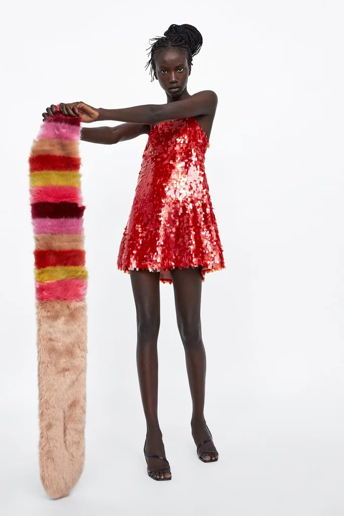 red sequin dress