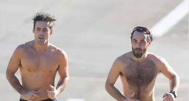 Shirtless James Middleton works up a sweat with reality star