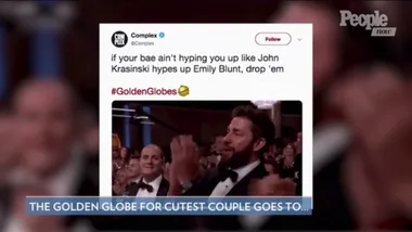 Watch John Krasinski Adorably Cheer for Emily Blunt in Viral Moment at the Golden Globes