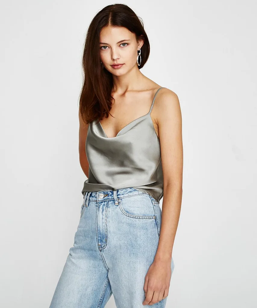 silver silk cami