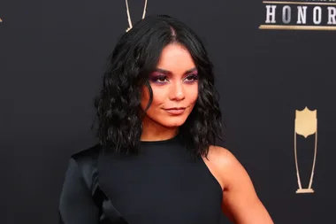 Vanessa Hudgens wears sexy black dress to Super Bowl event