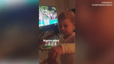 WATCH: Phoebe Burgess shares adorable clip of daughter watching husband Sam play NRL game