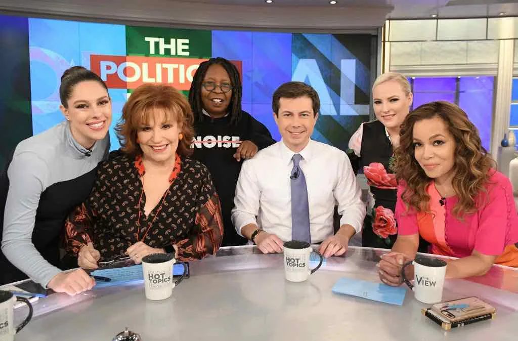 Pete has been a hit on the talk show circuit - here with the cast of The View.