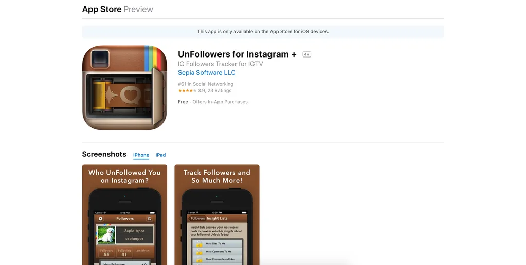 Unfollowers for IG App Store