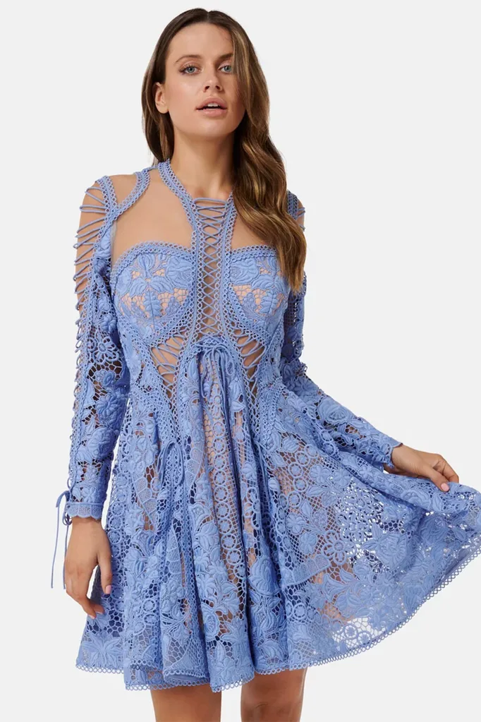 Thurley Bluebell Lace Dress, $749