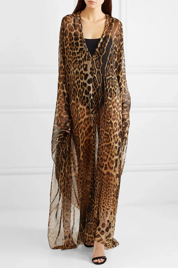 Saint Laurent Leopard-Print Silk-Chiffon Maxi Dress, $5500