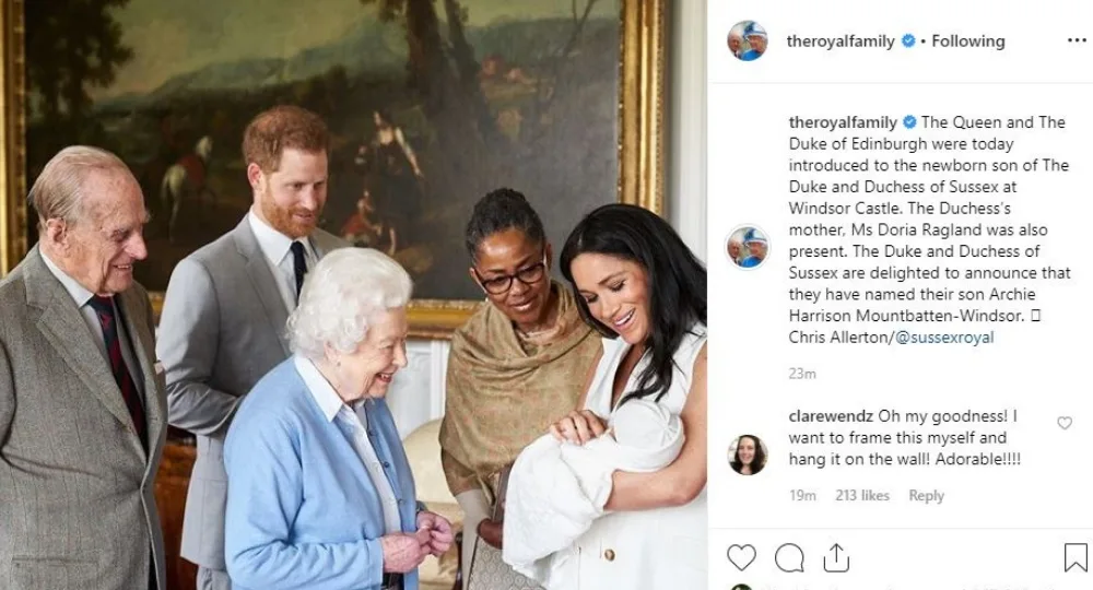 The Queen met with her eighth great grandchild, Archie Harrison Mountbatten-Windsor