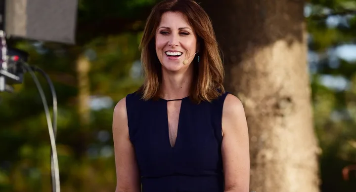 Natalie Barr on the Sunrise set.