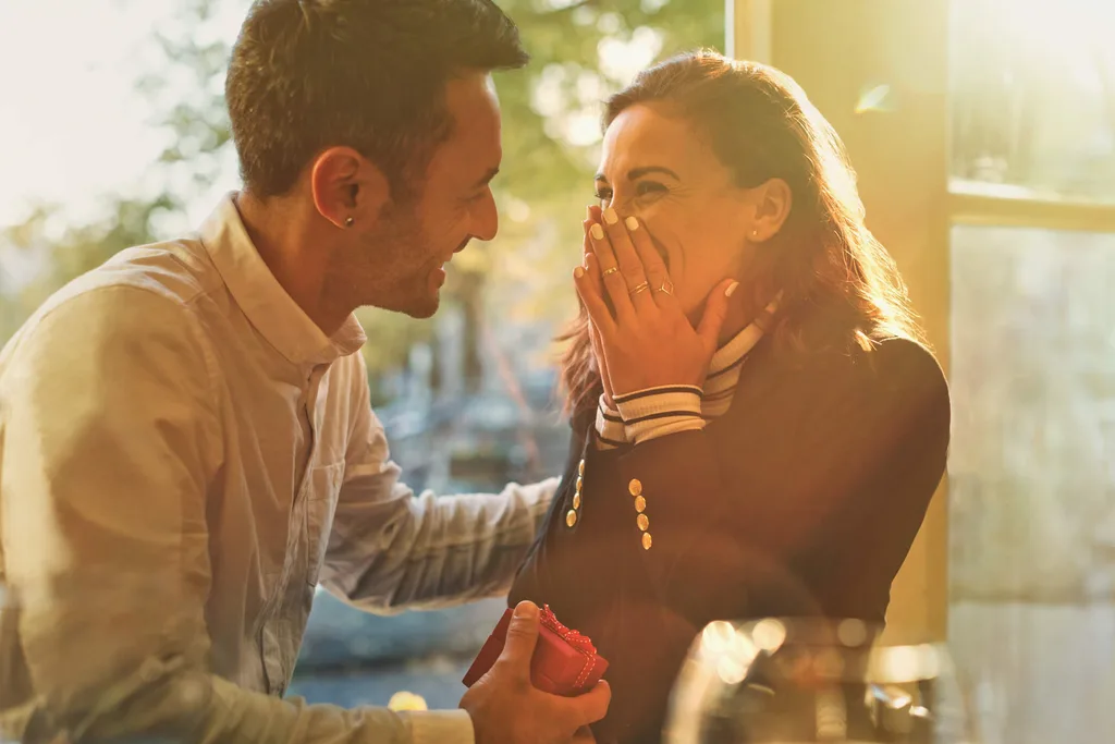 A man proposing to his girlfriend