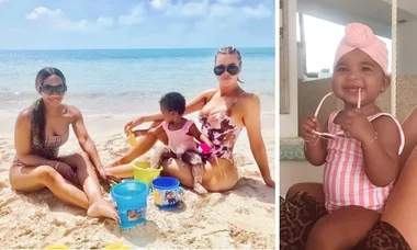 Khloe Kardashian and daughter True hit the beach on Turks and Caicos vacation