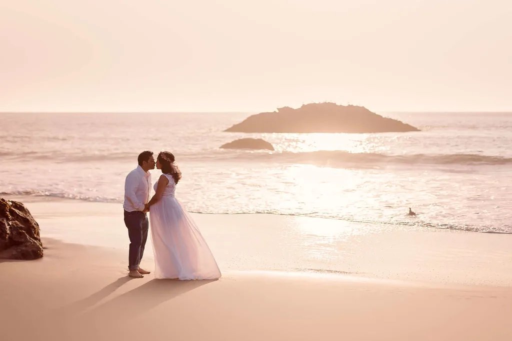 Couple at a beach wedding