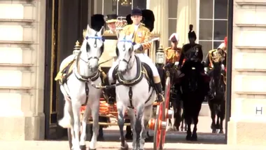 The Queen, Kate, Harry and Meghan arrive in carriage for Trooping the Colour
