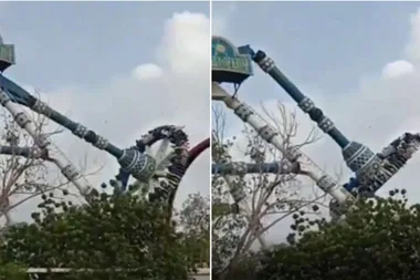 GRAPHIC FOOTAGE: Two dead and dozens injured after Indian theme park rise snaps in half