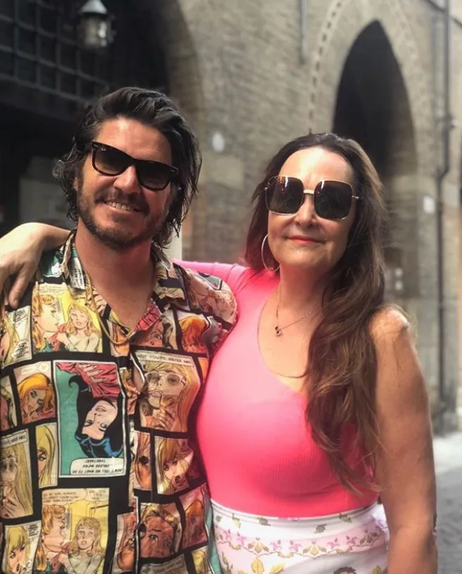 Kate Langbroek and her husband in Italy