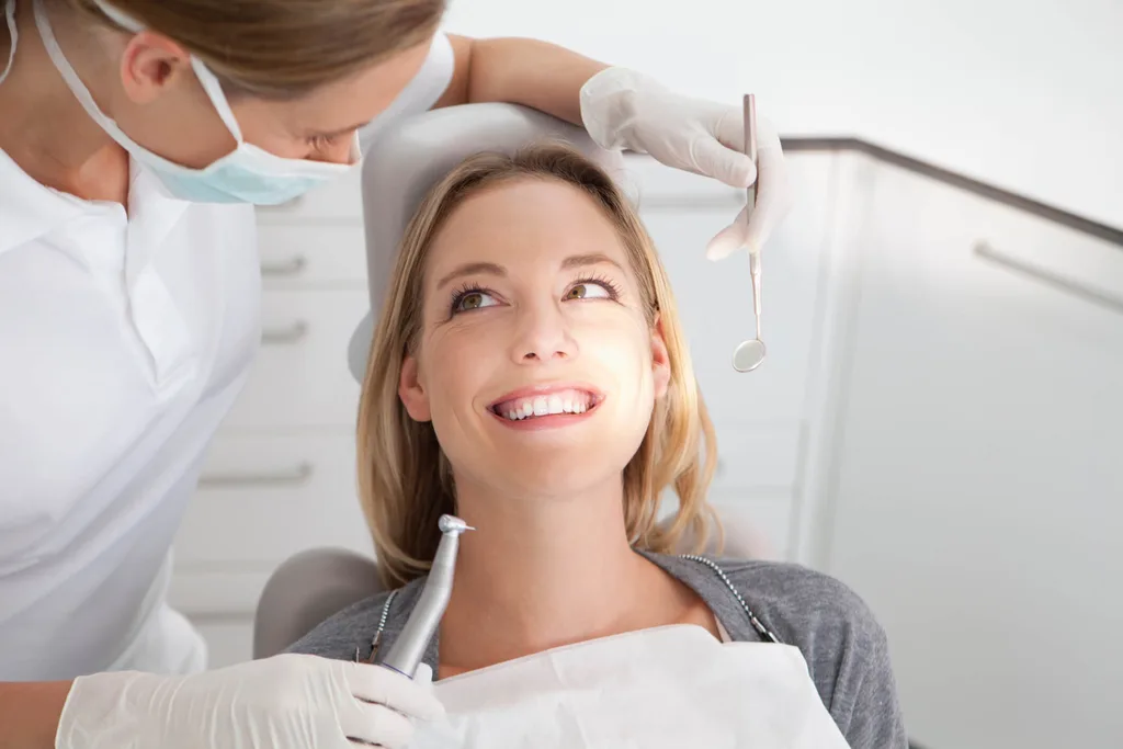 Patient smiling at dentist