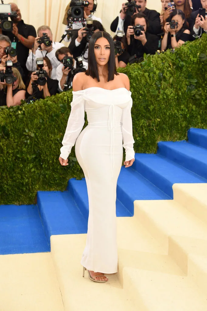 Kim Kardashian in a white dress at the Costume Institute Gala